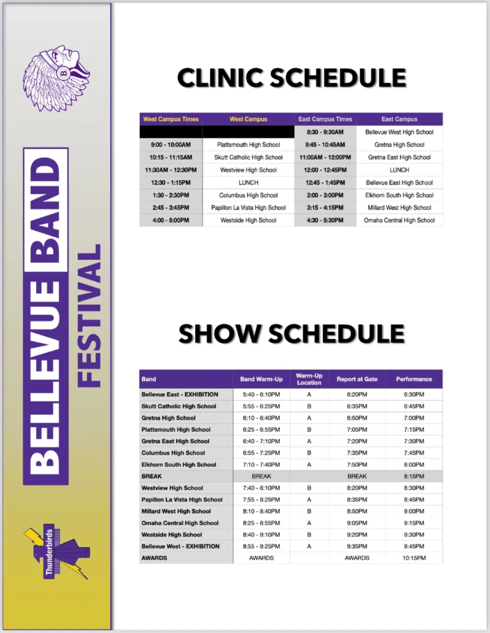 2024 Bellevue Band Festival Schedule