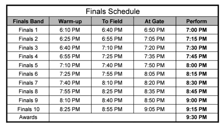 2024 Carl Junction Marching Festival Finals Schedule
