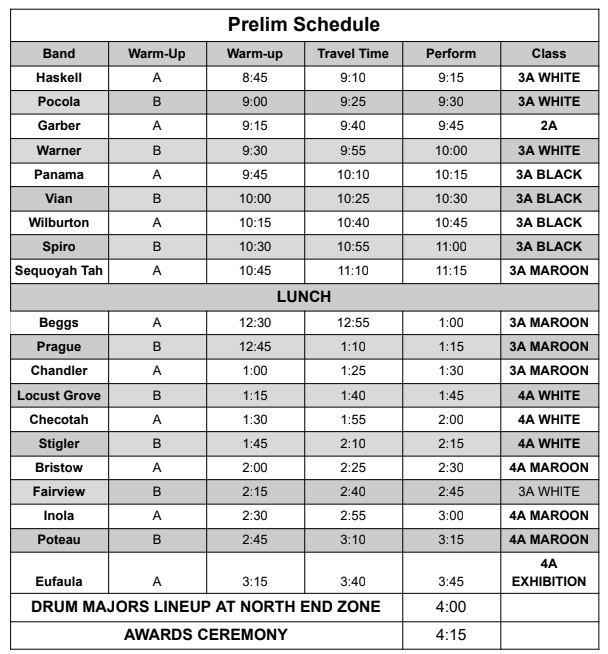 2024 Ironhead Invitational Prelims Schedule