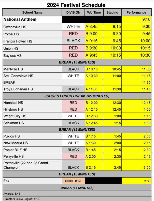 2024 Music on the Meramec Schedule