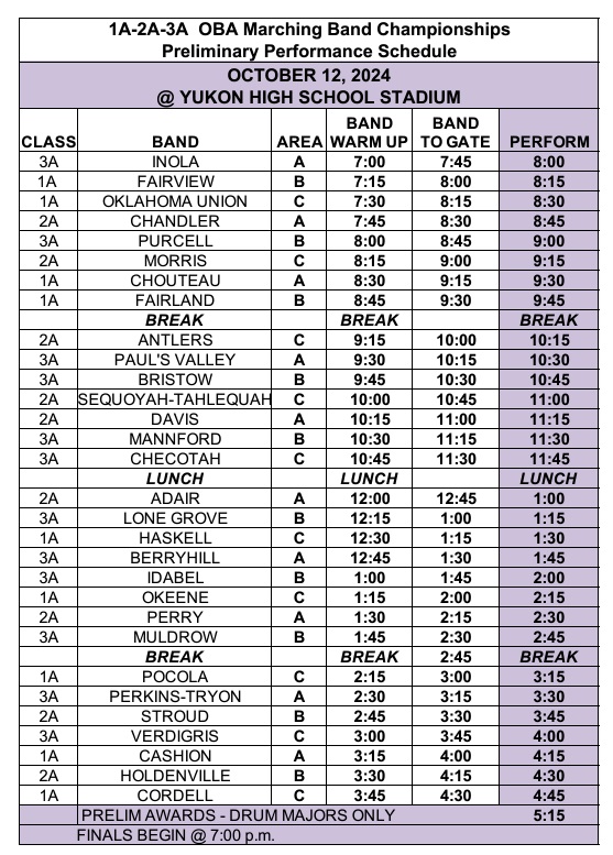 2024 OBA 1A 2A 3A Schedule