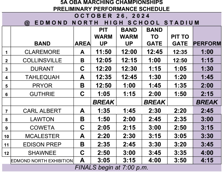 2024 OBA 5A Schedule