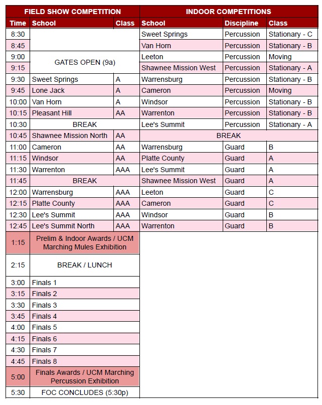 2024 UCM FOC Schedule
