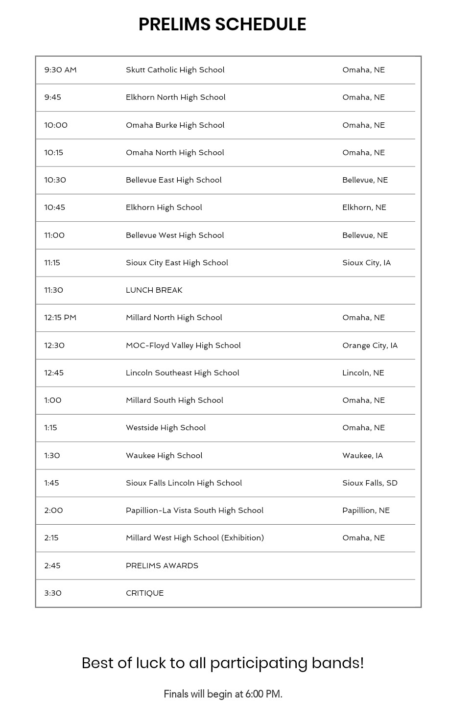 2024 Wildcat Classic Schedule