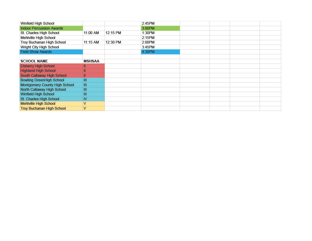 024 Wright City Marching Festival Schedule pg 2