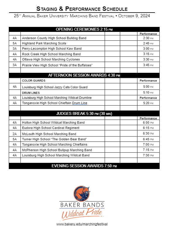 2024 Baker Schedule