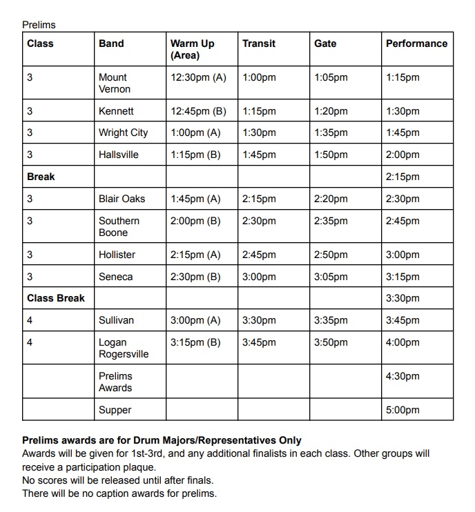 2024 MSMA Class 3 and 4 Prelims Schedule