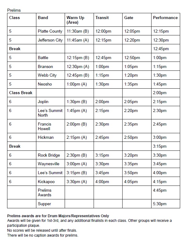 2024 MSMA Class 5 and 6 Prelims Schedule