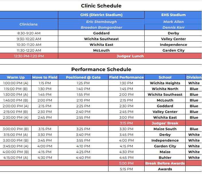 2025 Air Capital Marching Invitational Schedule