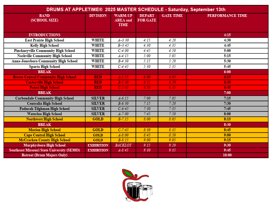 2025 Drums at Appletime updated 9-8-25