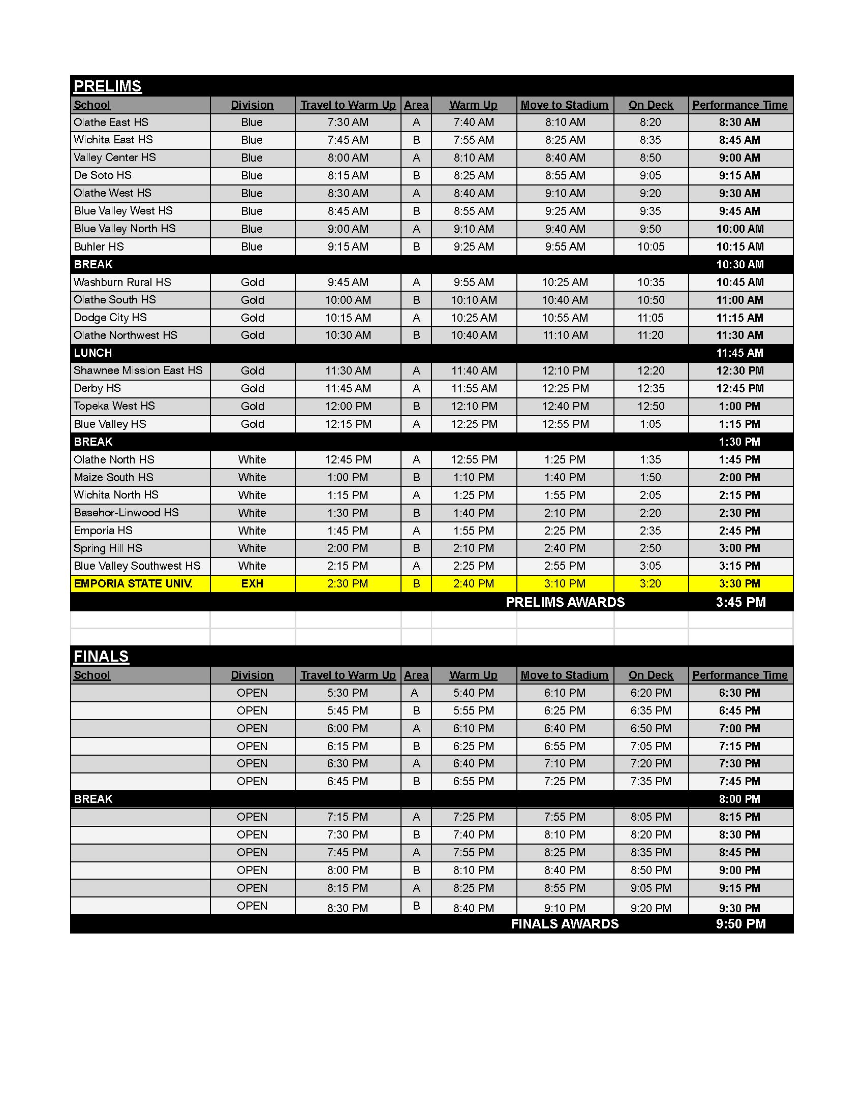 2025 Schedule