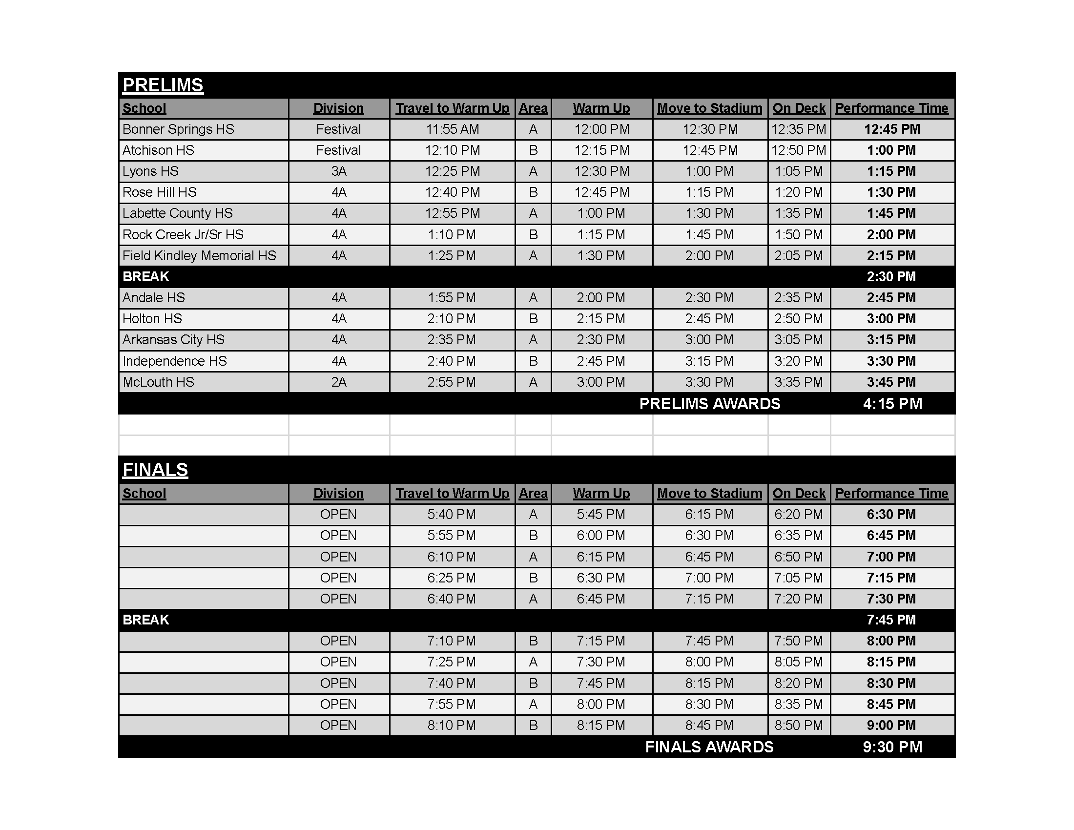 2025 Schedule