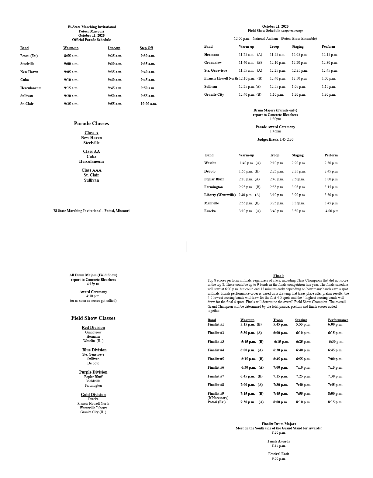 2025 Schedule