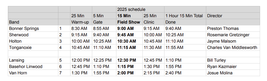 2025 Schedule