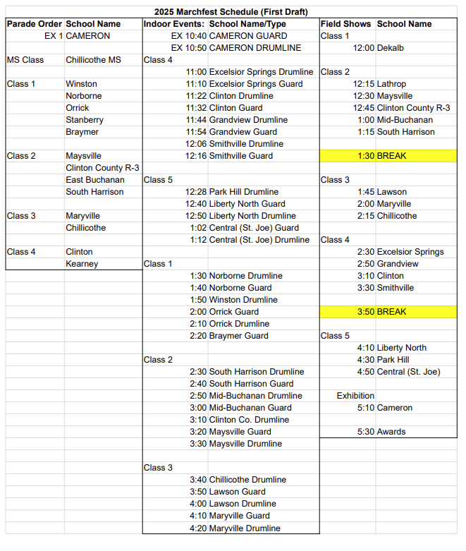 2025 Schedule