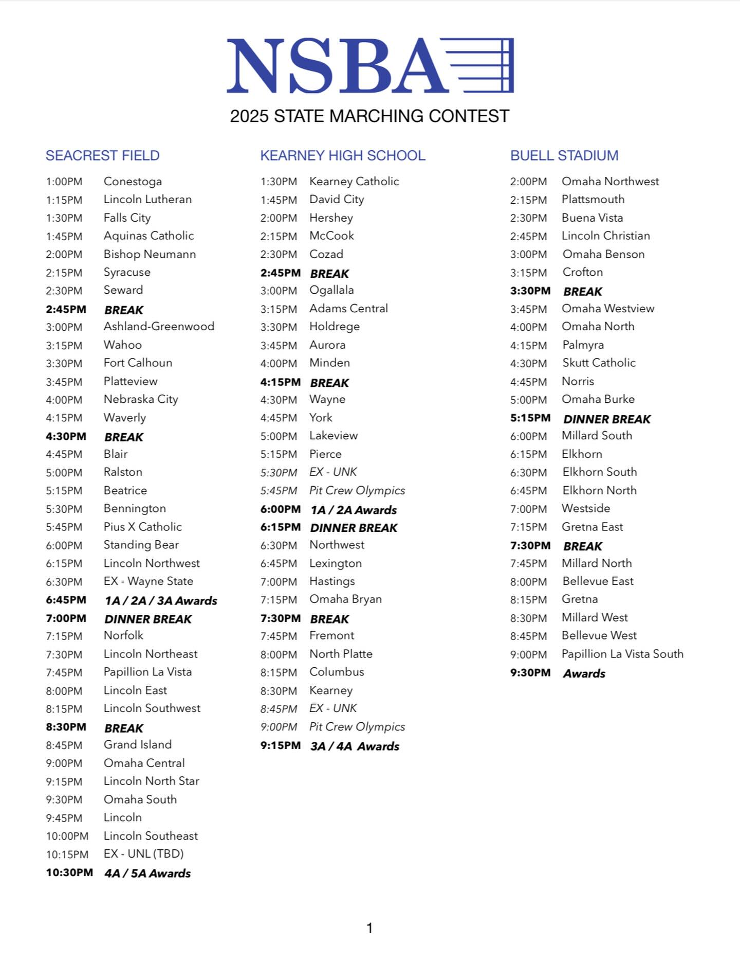 2025 Schedule