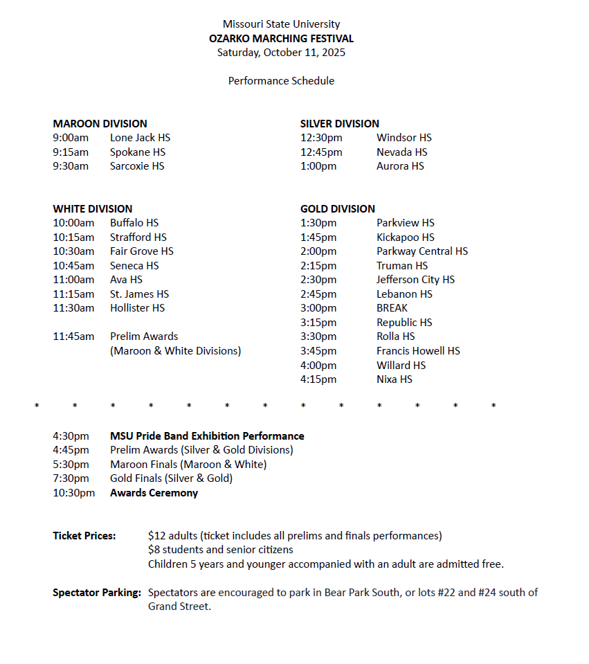 2025 Schedule